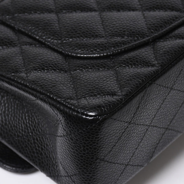 極美品 CHANEL シャネル マトラッセ23 Wフラップ Wチェーンショルダーバッグ ランダム番台 ココマーク キャビアスキン ブラック 中古 4a008244