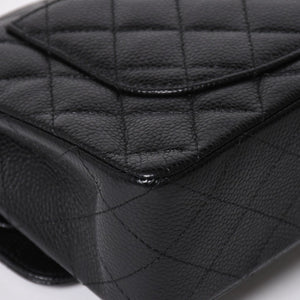 極美品 CHANEL シャネル マトラッセ23 Wフラップ Wチェーンショルダーバッグ ランダム番台 ココマーク キャビアスキン ブラック 中古 4a008244