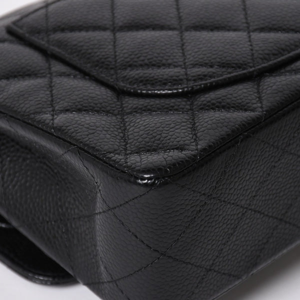 極美品 CHANEL シャネル マトラッセ23 Wフラップ Wチェーンショルダーバッグ ランダム番台 ココマーク キャビアスキン ブラック 中古 4a008244
