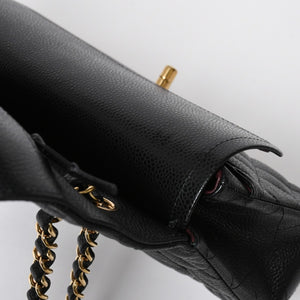 極美品 CHANEL シャネル マトラッセ23 Wフラップ Wチェーンショルダーバッグ ランダム番台 ココマーク キャビアスキン ブラック 中古 4a008244