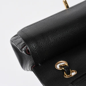 極美品 CHANEL シャネル マトラッセ23 Wフラップ Wチェーンショルダーバッグ ランダム番台 ココマーク キャビアスキン ブラック 中古 4a008244