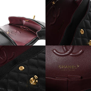 極美品 CHANEL シャネル マトラッセ23 Wフラップ Wチェーンショルダーバッグ ランダム番台 ココマーク キャビアスキン ブラック 中古 4a008244