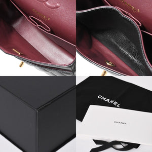 極美品 CHANEL シャネル マトラッセ23 Wフラップ Wチェーンショルダーバッグ ランダム番台 ココマーク キャビアスキン ブラック 中古 4a008244