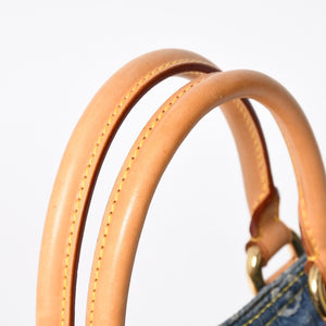 極美品 LOUIS VUITTON ルイヴィトン フラットショッパー ハンドバッグ M95018 モノグラム デニム ブルー ゴールド金具 中古 4a008275
