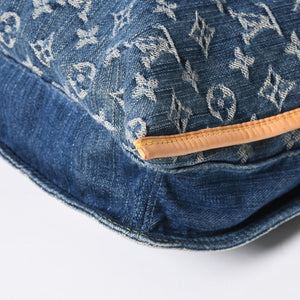 極美品 LOUIS VUITTON ルイヴィトン フラットショッパー ハンドバッグ M95018 モノグラム デニム ブルー ゴールド金具 中古 4a008275