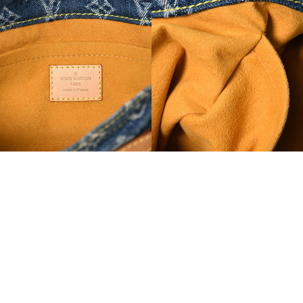 極美品 LOUIS VUITTON ルイヴィトン フラットショッパー ハンドバッグ M95018 モノグラム デニム ブルー ゴールド金具 中古 4a008275