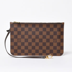 新品同様品 LOUIS VUITTON ルイヴィトン ネヴァーフル ポーチ ハンドバッグ ダミエ・エベヌ ブラウン N41358 ゴールド金具 中古 4a007880