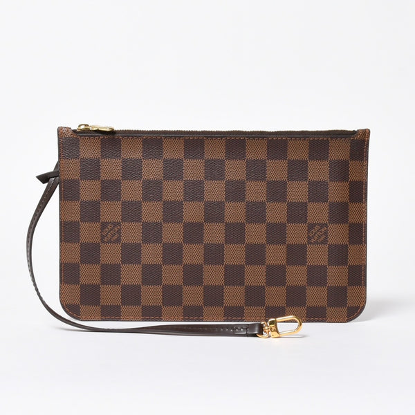 新品同様品 LOUIS VUITTON ルイヴィトン ネヴァーフル ポーチ ハンドバッグ ダミエ・エベヌ ブラウン N41358 ゴールド金具 中古 4a007880