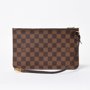 新品同様品 LOUIS VUITTON ルイヴィトン ネヴァーフル ポーチ ハンドバッグ ダミエ・エベヌ ブラウン N41358 ゴールド金具 中古 4a007880