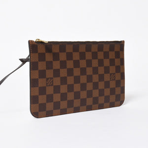 新品同様品 LOUIS VUITTON ルイヴィトン ネヴァーフル ポーチ ハンドバッグ ダミエ・エベヌ ブラウン N41358 ゴールド金具 中古 4a007880