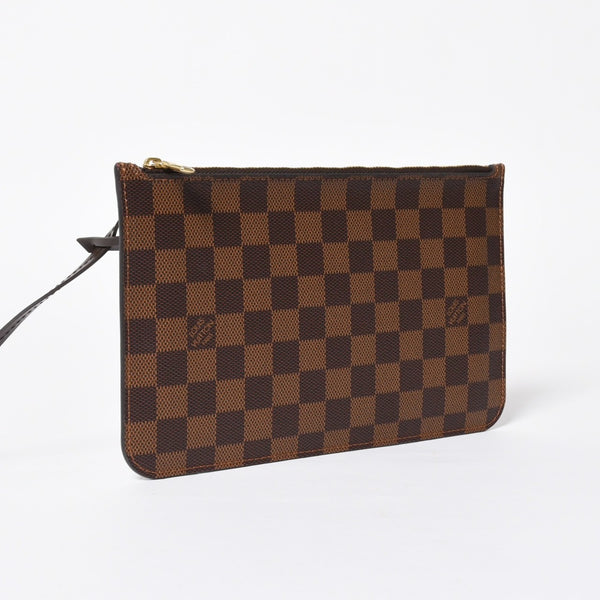 新品同様品 LOUIS VUITTON ルイヴィトン ネヴァーフル ポーチ ハンドバッグ ダミエ・エベヌ ブラウン N41358 ゴールド金具 中古 4a007880