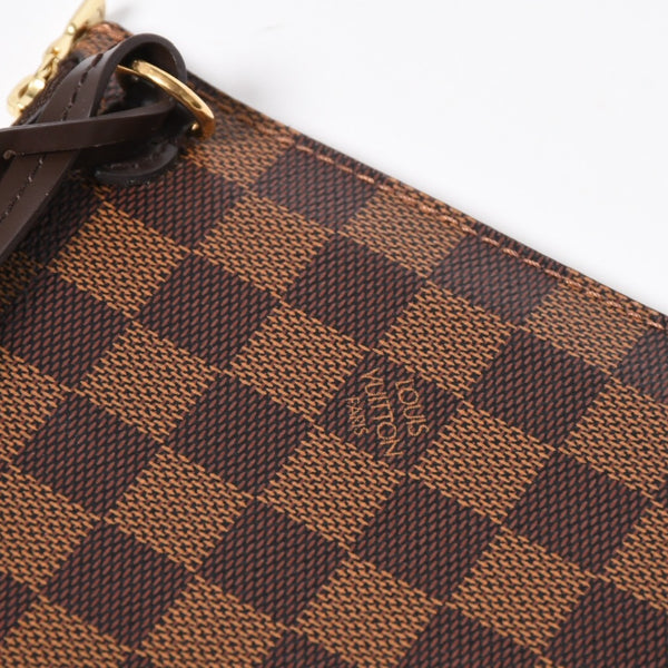 新品同様品 LOUIS VUITTON ルイヴィトン ネヴァーフル ポーチ ハンドバッグ ダミエ・エベヌ ブラウン N41358 ゴールド金具 中古 4a007880