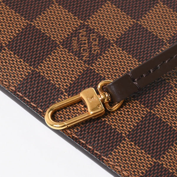 新品同様品 LOUIS VUITTON ルイヴィトン ネヴァーフル ポーチ ハンドバッグ ダミエ・エベヌ ブラウン N41358 ゴールド金具 中古 4a007880