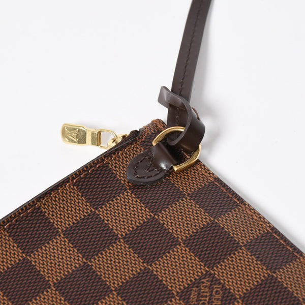 新品同様品 LOUIS VUITTON ルイヴィトン ネヴァーフル ポーチ ハンドバッグ ダミエ・エベヌ ブラウン N41358 ゴールド金具 中古 4a007880