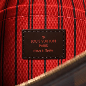 新品同様品 LOUIS VUITTON ルイヴィトン ネヴァーフル ポーチ ハンドバッグ ダミエ・エベヌ ブラウン N41358 ゴールド金具 中古 4a007880