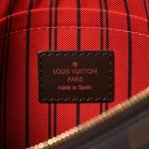 新品同様品 LOUIS VUITTON ルイヴィトン ネヴァーフル ポーチ ハンドバッグ ダミエ・エベヌ ブラウン N41358 ゴールド金具 中古 4a007880