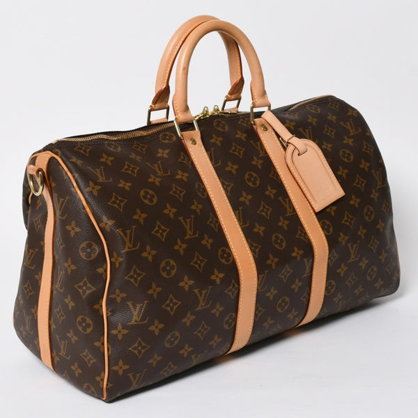 極美品 LOUIS VUITTON ルイヴィトン ボストンバッグ キーポルバンドリエール45 モノグラム M41418 ブラウン ゴールド金具 中古 4a008263