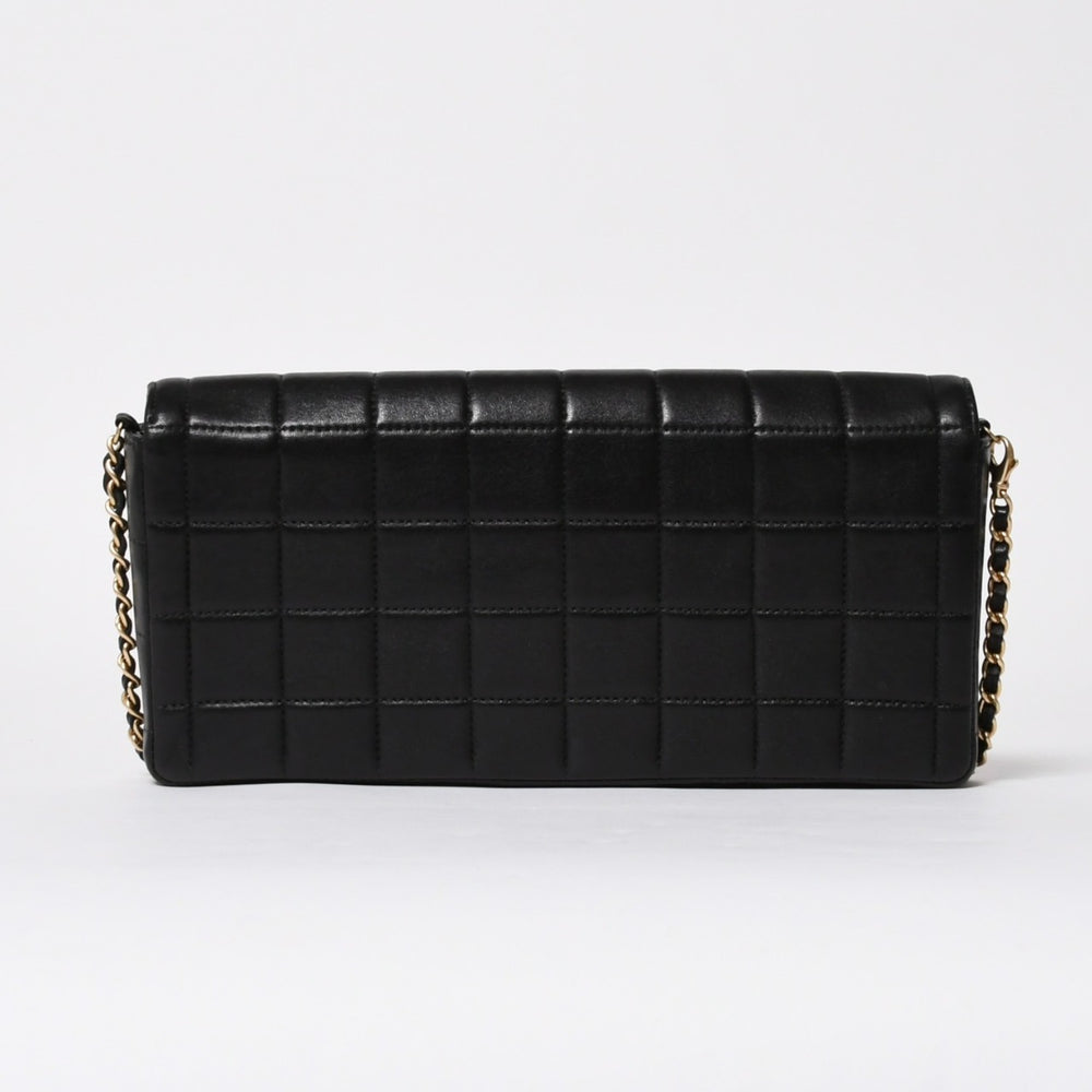 極美品 CHANEL シャネル イーストウエスト チェーンショルダーバッグ 7番台 ココマーク チョコバー ラムスキン ブラック 中古 4a008246