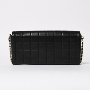 極美品 CHANEL シャネル イーストウエスト チェーンショルダーバッグ 7番台 ココマーク チョコバー ラムスキン ブラック 中古 4a008246