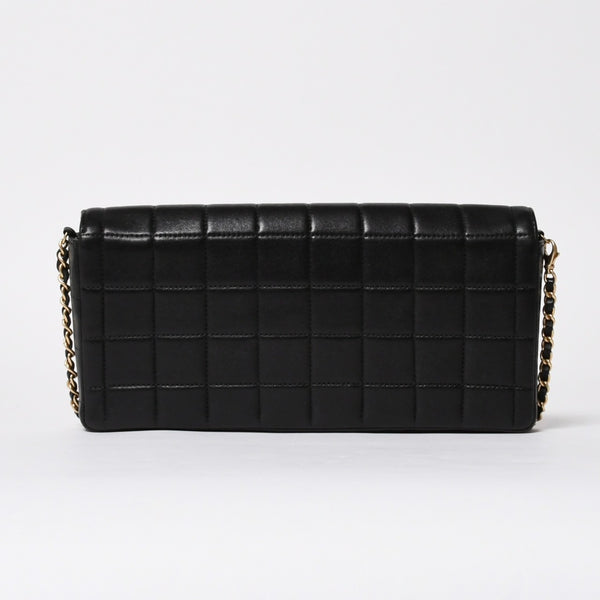 極美品 CHANEL シャネル イーストウエスト チェーンショルダーバッグ 7番台 ココマーク チョコバー ラムスキン ブラック 中古 4a008246