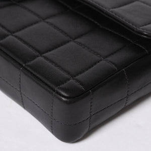 極美品 CHANEL シャネル イーストウエスト チェーンショルダーバッグ 7番台 ココマーク チョコバー ラムスキン ブラック 中古 4a008246