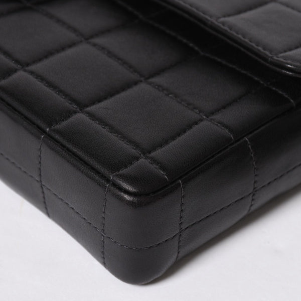 極美品 CHANEL シャネル イーストウエスト チェーンショルダーバッグ 7番台 ココマーク チョコバー ラムスキン ブラック 中古 4a008246