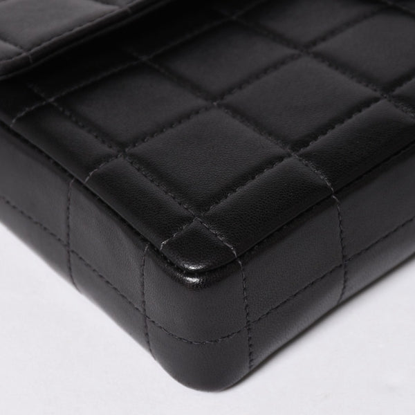 極美品 CHANEL シャネル イーストウエスト チェーンショルダーバッグ 7番台 ココマーク チョコバー ラムスキン ブラック 中古 4a008246
