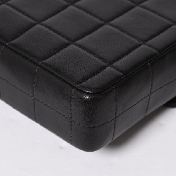 極美品 CHANEL シャネル イーストウエスト チェーンショルダーバッグ 7番台 ココマーク チョコバー ラムスキン ブラック 中古 4a008246