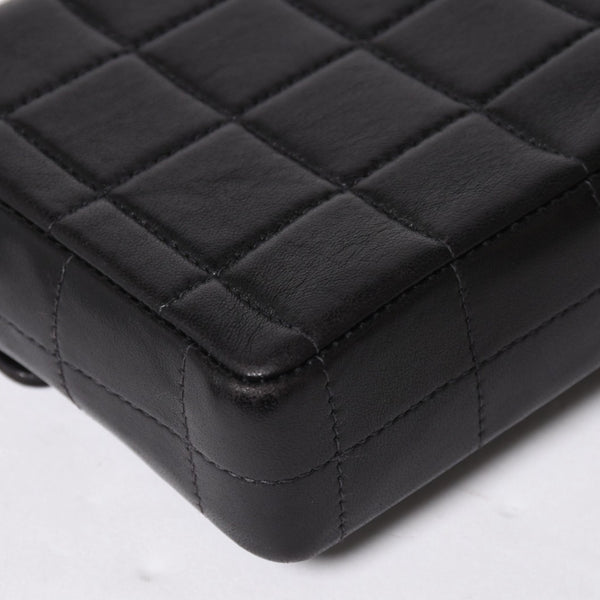 極美品 CHANEL シャネル イーストウエスト チェーンショルダーバッグ 7番台 ココマーク チョコバー ラムスキン ブラック 中古 4a008246
