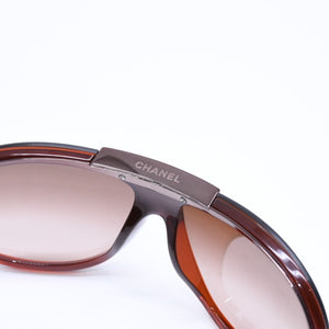 極美品 CHANEL シャネル Sunglasses サングラス アイウェア 6006 c.296/13 サイズSMALL 115 ブラウン 中古 4a008281