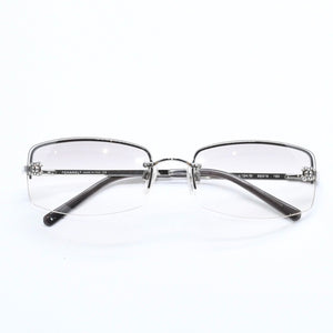 極美品 CHANEL シャネル ハーフリム サングラス アイウェア 4093-B c.124/6I サイズ56□16 130 ココマーク ラインストーン 中古 4a008249
