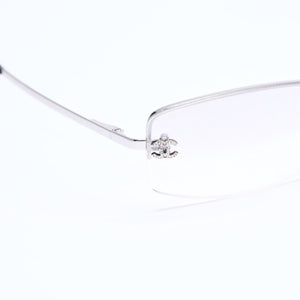 極美品 CHANEL シャネル ハーフリム サングラス アイウェア 4093-B c.124/6I サイズ56□16 130 ココマーク ラインストーン 中古 4a008249