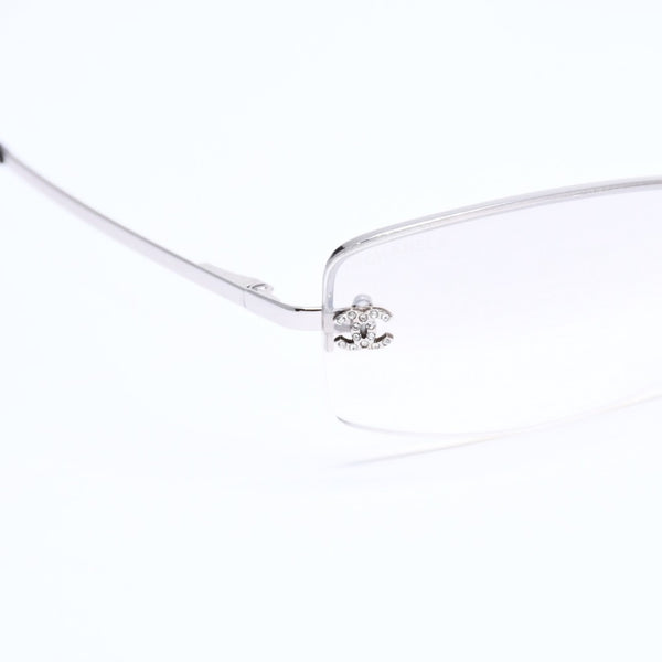 極美品 CHANEL シャネル ハーフリム サングラス アイウェア 4093-B c.124/6I サイズ56□16 130 ココマーク ラインストーン 中古 4a008249