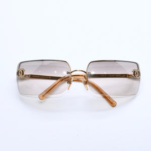 CHANEL シャネル Sunglasses サングラス アイウェア 4104-B c.125/8Z サイズ62◻︎15 120 ココマーク グレー ゴールド金具 美品 中古 4a008282