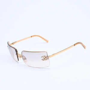 CHANEL シャネル Sunglasses サングラス アイウェア 4104-B c.125/8Z サイズ62◻︎15 120 ココマーク グレー ゴールド金具 美品 中古 4a008282