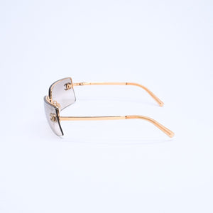 CHANEL シャネル Sunglasses サングラス アイウェア 4104-B c.125/8Z サイズ62◻︎15 120 ココマーク グレー ゴールド金具 美品 中古 4a008282
