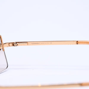 CHANEL シャネル Sunglasses サングラス アイウェア 4104-B c.125/8Z サイズ62◻︎15 120 ココマーク グレー ゴールド金具 美品 中古 4a008282