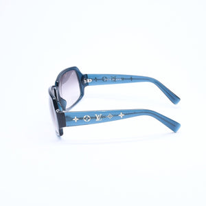 極美品 LOUIS VUITTON ルイヴィトン サングラス アイウェア オプセシオン Z0071E サイズ61◻︎16 ターコイズブルー ゴールド 中古 4a008285