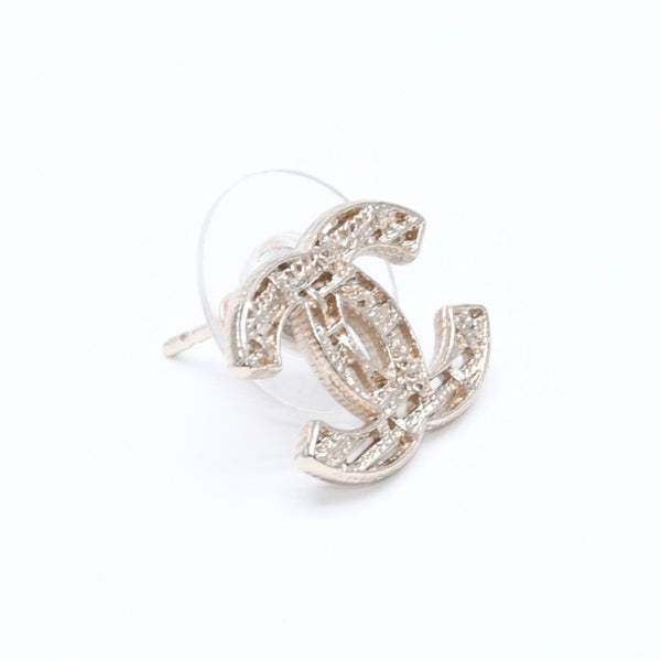 Very Good Condition CHANEL Coco Mark Stud Earrings Weight Approximately 2.15g 14K Engraved GP Metal Gold Binaural Used 4a007087