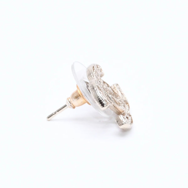 Very Good Condition CHANEL Coco Mark Stud Earrings Weight Approximately 2.15g 14K Engraved GP Metal Gold Binaural Used 4a007087