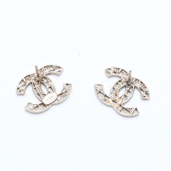 Very Good Condition CHANEL Coco Mark Stud Earrings Weight Approximately 2.15g 14K Engraved GP Metal Gold Binaural Used 4a007087