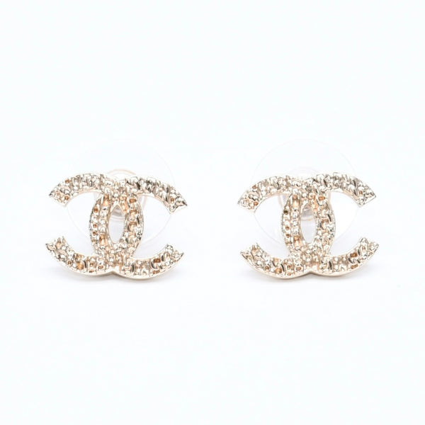 Very Good Condition CHANEL Coco Mark Stud Earrings Weight Approximately 2.58g 14C Engraved GP Metal Gold Binaural Used 4a007092