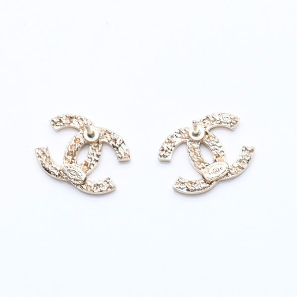Very Good Condition CHANEL Coco Mark Stud Earrings Weight Approximately 2.58g 14C Engraved GP Metal Gold Binaural Used 4a007092