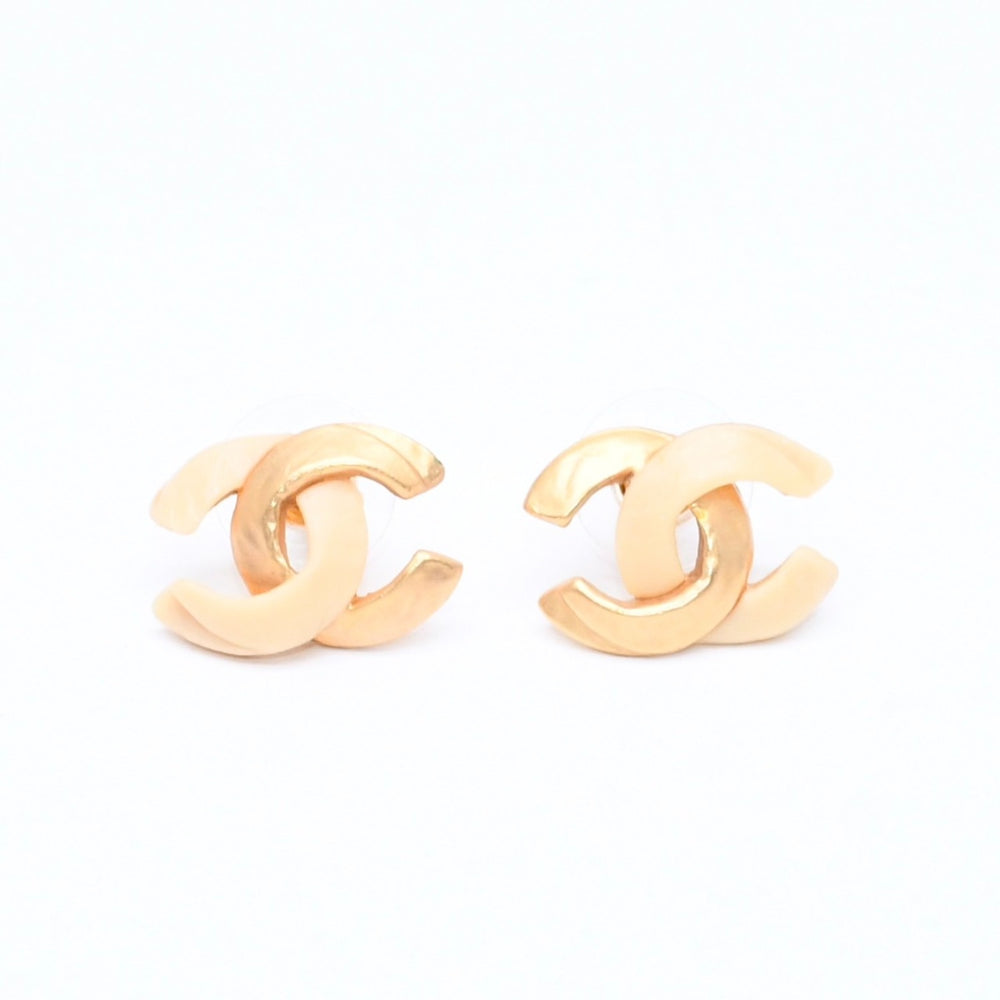 極美品 CHANEL シャネル ココマーク ピアス 重量約3.79g 00T刻印 GP メタル ゴールド アイボリー 両耳用 中古 4a007085