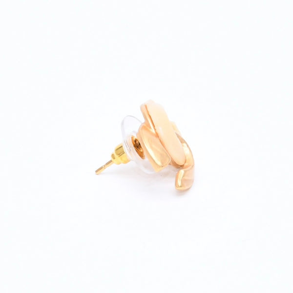 Very Good Condition CHANEL Coco Mark Earrings Weight Approximately 3.79g 00T Stamp GP Metal Gold Ivory Binaural Used 4a007085