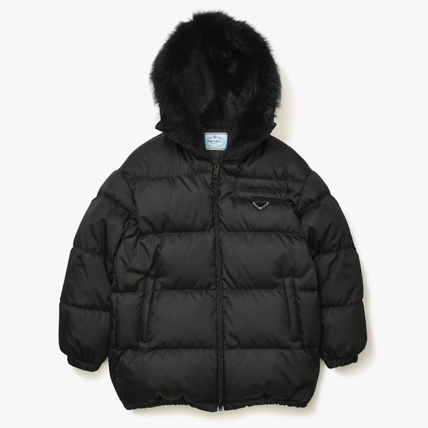 極美品 PRADA プラダ Re-Nylon ギャバジンパファー 29X808 サイズ38 ブラック トライアングルロゴプレート 中古 4a008294