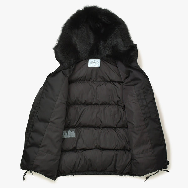 極美品 PRADA プラダ Re-Nylon ギャバジンパファー 29X808 サイズ38 ブラック トライアングルロゴプレート 中古 4a008294