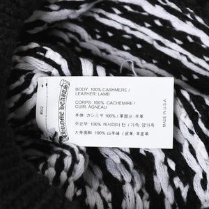 極美品 CHROME HEARTS クロムハーツ スターパッチ ビーニー ニットキャップ 千鳥格子模様 サイズ53-60cm 3パッチ スターボタン 中古 4a008367