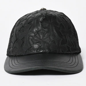 CHROME HEARTS クロムハーツ セメタリークロス レザーパッチ キャップ ブラック シルバー金具 ブラック 美品 中古 4a008361