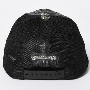 CHROME HEARTS クロムハーツ セメタリークロス レザーパッチ キャップ ブラック シルバー金具 ブラック 美品 中古 4a008361